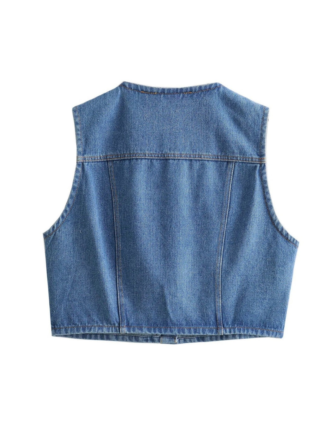 Clara Button-Front Denim Top with Pockets