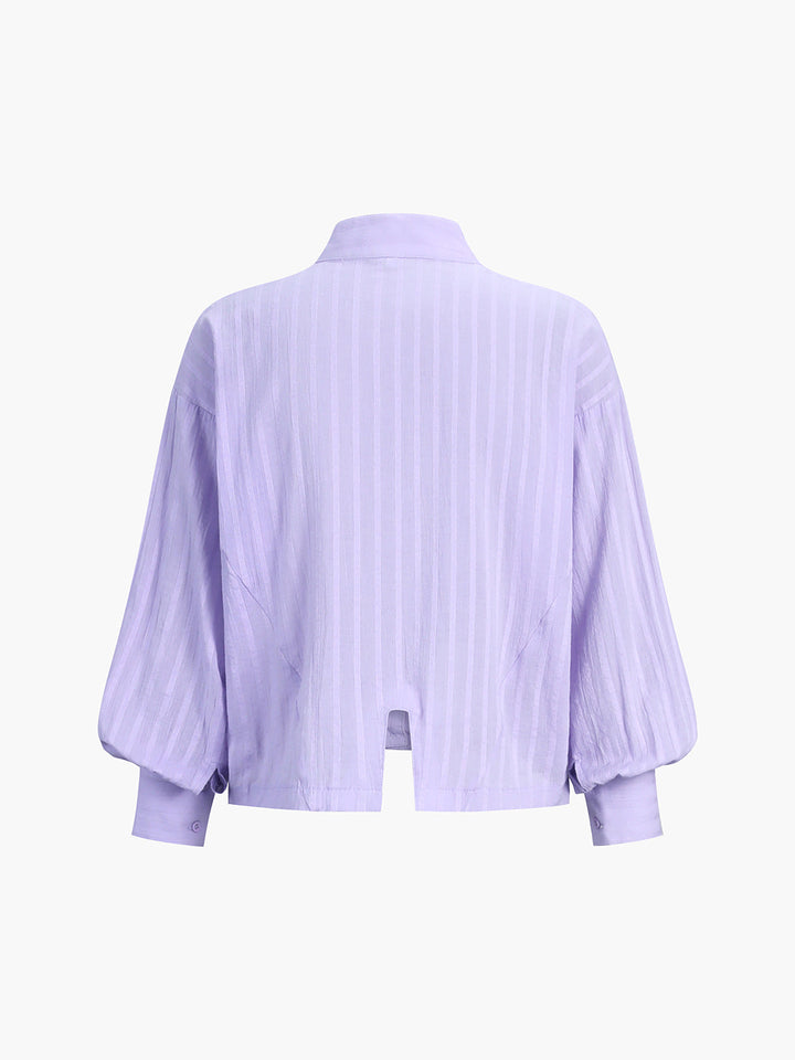 Mira Cotton Pinstripe Long-Sleeve Shorts Set