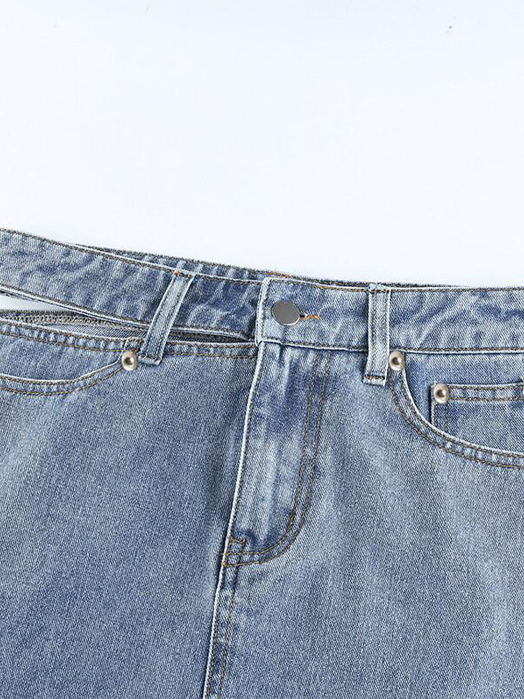 Stella High-Waist Cut-Out Denim Mini Skirt