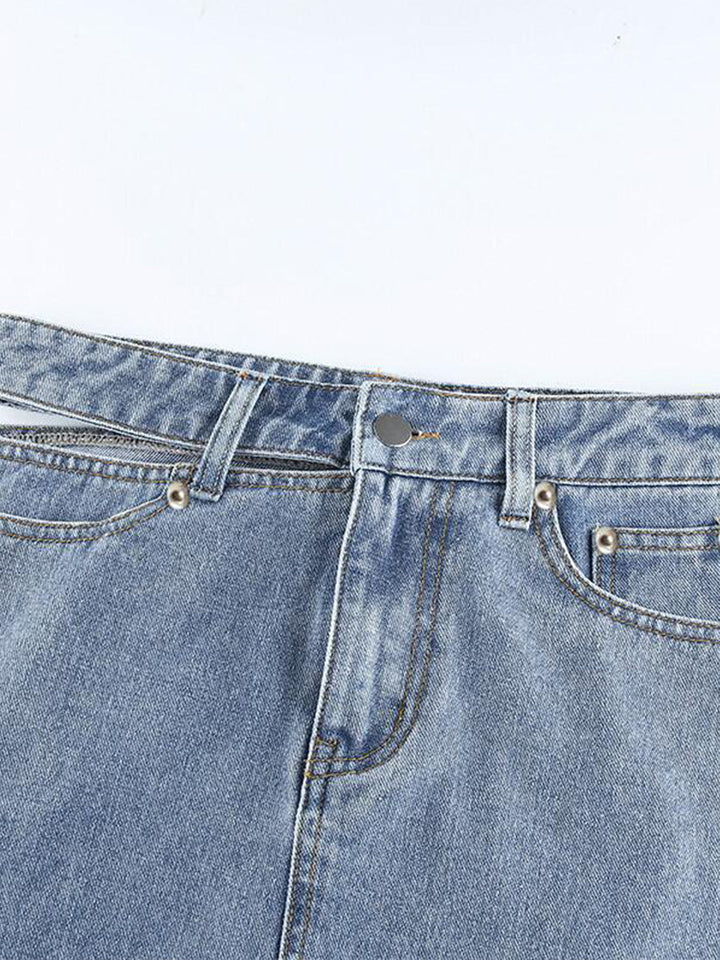 Stella High-Waist Cut-Out Denim Mini Skirt