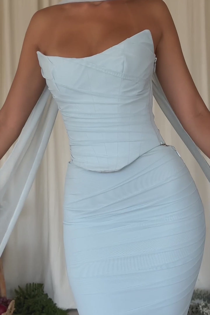 Isla Satin Crepe Corset Evening Gown