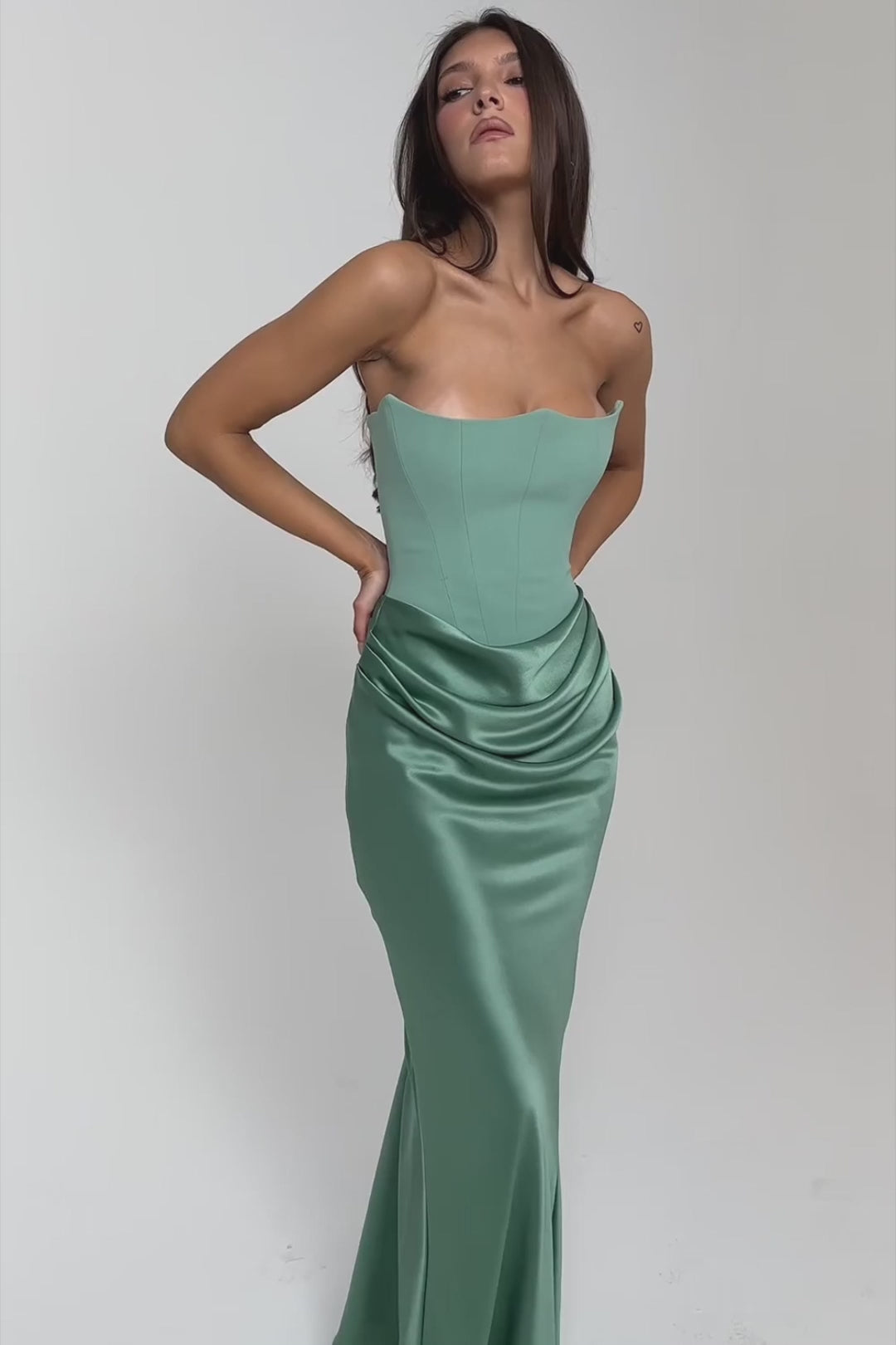 Lara Satin Crepe Strapless Evening Gown